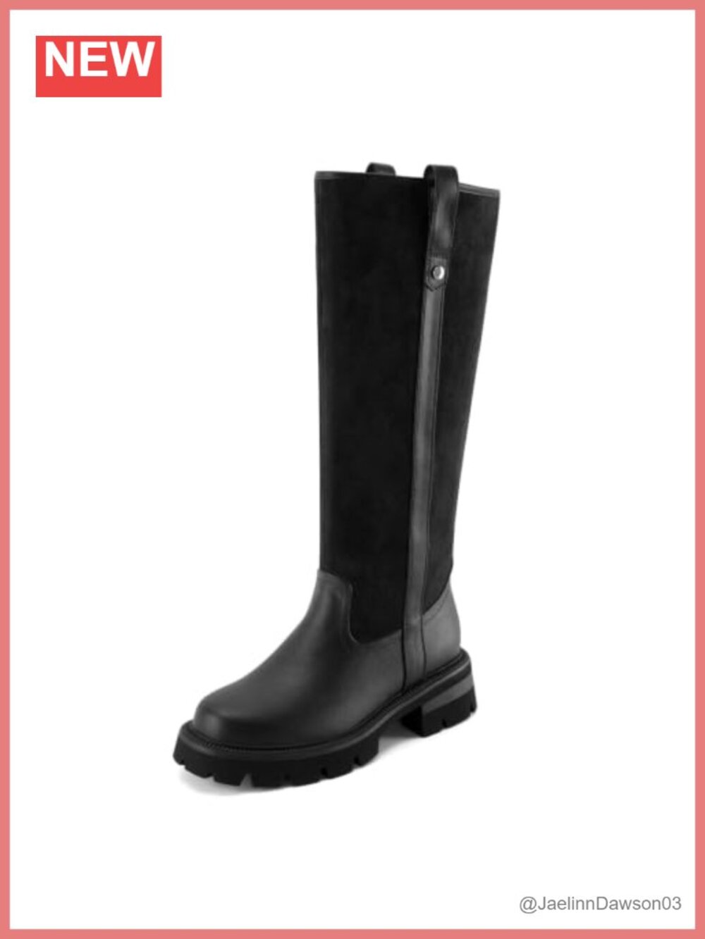 Knee High Boots Round Toe Platform Chunky Heel Suede and PU Leather